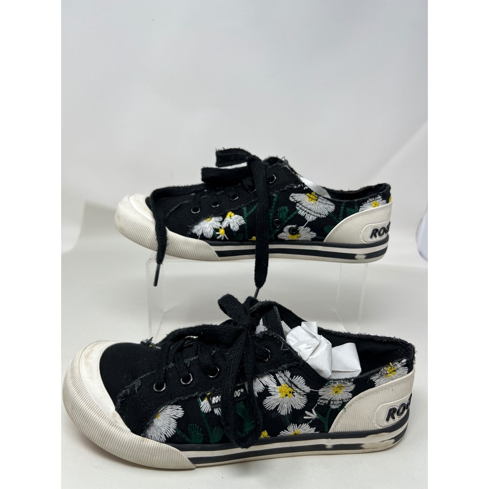Rocket Dog Sneakers Womens 9 Mellow Daisy Floral Black Canvas Low Top Good